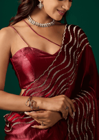 Wine Italian Silk Saree Styled Look - Festive Wear Saree