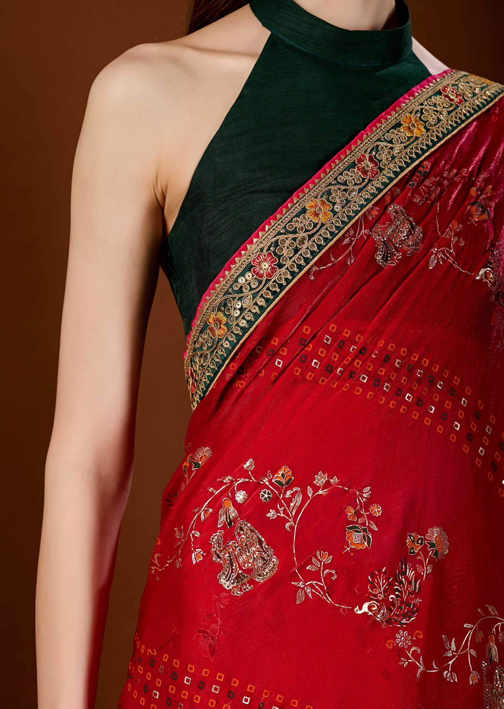 Pink Art Silk Saree With Matching Blouse - Wedding Wear Look