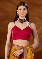 Yellow Art Silk Saree Side View - Festive Wear Saree