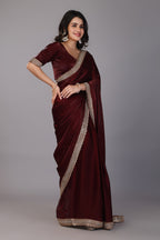 Marun zari work soft tissue silk saree