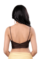 Coffee Brown Sweetheart Neck Spaghetti Strap Readymade Blouse for Women