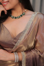 Elegant Coffee Brown Satin Silk Saree with Shimmer Border – Party & Evening Wear