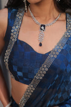 Royal Blue Satin Silk Saree with Designer Border