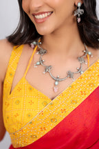 Pink Linen Silk Saree with Yellow Bandhani Border & Blouse – Elegant Festive & Party Wear Saree for Women