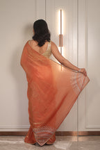 Premium Golden Tissue Silk Saree with Peach Border – Elegant Festive Wear | Party & Wedding Saree for Women