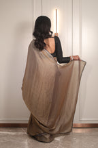 Gold Sequin Saree with Black Contrast Sequin Blouse – Elegant Party Wear & Festive Designer Saree for Women