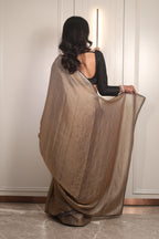 Gold Sequin Saree with Black Contrast Sequin Blouse – Elegant Party Wear & Festive Designer Saree for Women