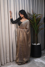 Gold Sequin Saree with Black Contrast Sequin Blouse – Elegant Party Wear & Festive Designer Saree for Women