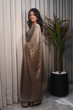 Gold Sequin Saree with Black Contrast Sequin Blouse – Elegant Party Wear & Festive Designer Saree for Women