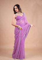 Sea Green Organza Saree with Zari Floral Buti & Stone Work Border
