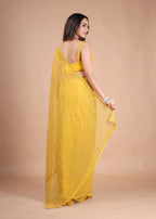 Sea Green Organza Saree with Zari Floral Buti & Stone Work Border