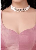 Dusty Pink Sweetheart Neck Elbow Sleeve Readymade Blouse for Women