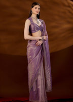 Purple Tissue Saree Side View - Festive Wear Saree
