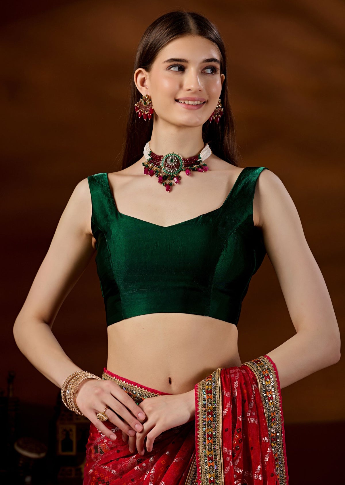 Pink Art Silk Saree With Matching Blouse - Wedding Wear Look
