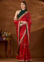 Red Art Silk Saree Styled Look - Festive Party Wear