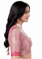Dusty Pink Sweetheart Neck Elbow Sleeve Readymade Blouse for Women