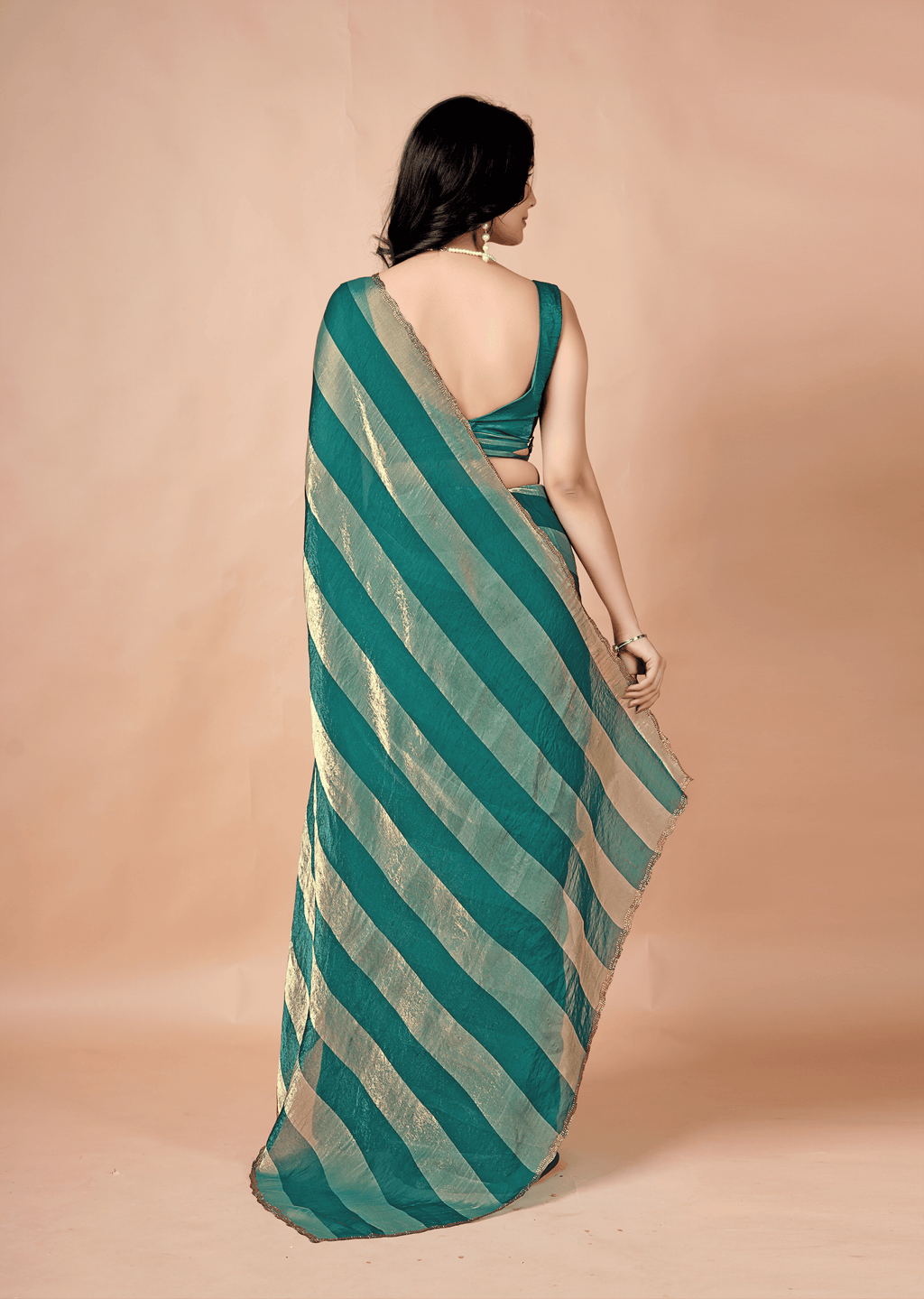Firoze Tissue Silk Saree With Striped Weave