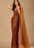 Copper saree with stone spiral border - full front drape