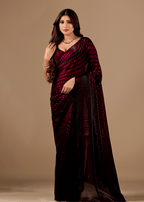 Wine Purple Organza Silk Saree With Stone Work Border