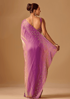 Orchid Purple Tissue Silk Saree With Stone Embroidery