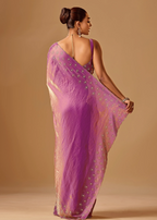 Orchid Purple Tissue Silk Saree With Stone Embroidery