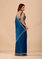 Ocean Blue Tissue Silk Saree With Crystal Border Work