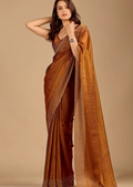 Antique Copper Tissue Silk Saree With Stone Spiral Border