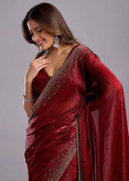 Maroon Tissue Silk Saree Pallu Detail - Traditional Wear Saree