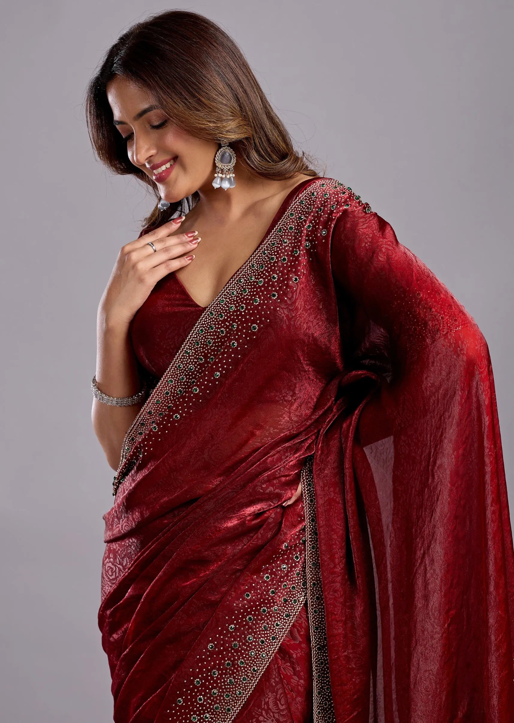 Maroon Tissue Silk Saree Pallu Detail - Traditional Wear Saree