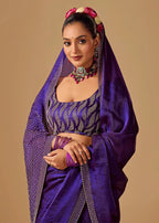 Royal Wine Tissue Silk Saree With Crystal Stone Border
