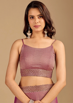 Dusty Pink Soft Silk Saree With Embellished Border - Photo 3 | Buy Online Ethnic9