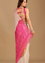 Pink Organza Silk Saree With Printed Pallu