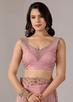 Baby Pink Tissue Saree Draped Look - Stone Embroidery Design