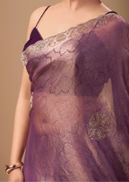 Lavender Mauve Jacquard Saree With Zarkan Stone Border