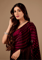 Wine Purple Organza Silk Saree With Stone Work Border