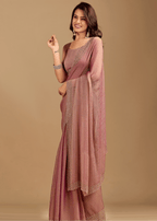Dusty Pink Soft Silk Saree With Embellished Border