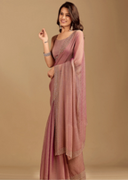 Dusty Pink Soft Silk Saree Blouse Close Up - Embellished Border Work