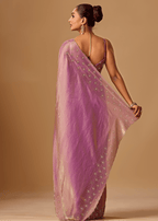 Lavender Tissue Silk Saree With Stone Work