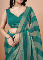 Firoze Tissue Silk Saree With Striped Weave
