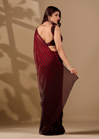 Ruby Red Organza Silk Saree With Stone Work Border