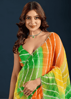 Multicolor Chiffon Saree With Leheriya Print