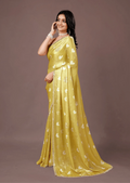 Mustard Yellow Organza Silk Saree With Heart Print - Front Look | Buy On Ethnic9
