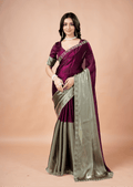 Purple Tissue Silk Saree With Stone Border