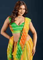 Multicolor Chiffon Saree With Leheriya Print