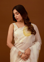 Ivory Organza Silk Saree Standing Look - Party Wear Saree