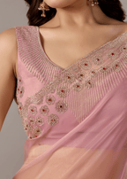 Baby Pink Tissue Saree With Stone Embroidery