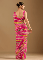 Rani Pink Chiffon Saree With Stone Work