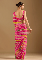 Rani Pink Chiffon Saree Back Pose - Stone Work Detail