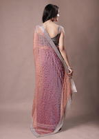 Lavender Purple Organza Saree With Stone Work