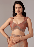 Orange Organza Saree With Sequin Border Work